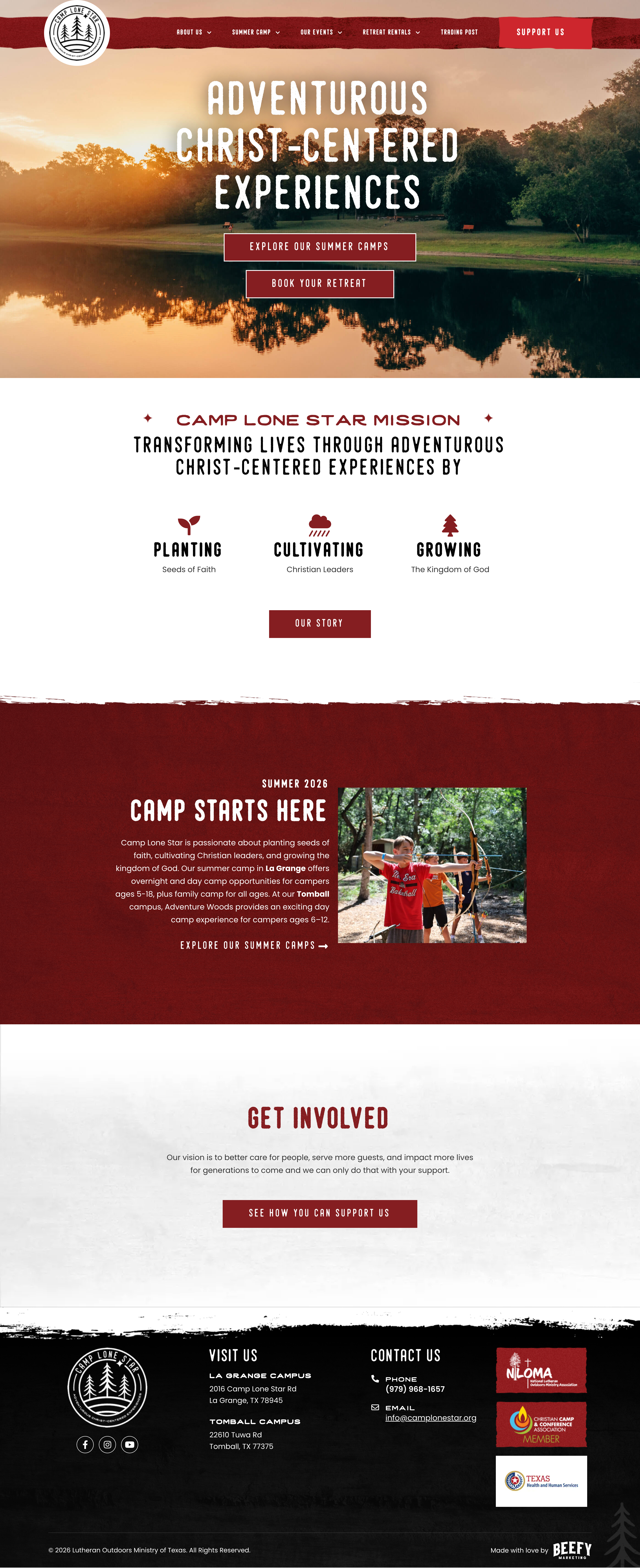 Camp Lone Star website — designed and built by Beefy Marketing — camplonestar.org