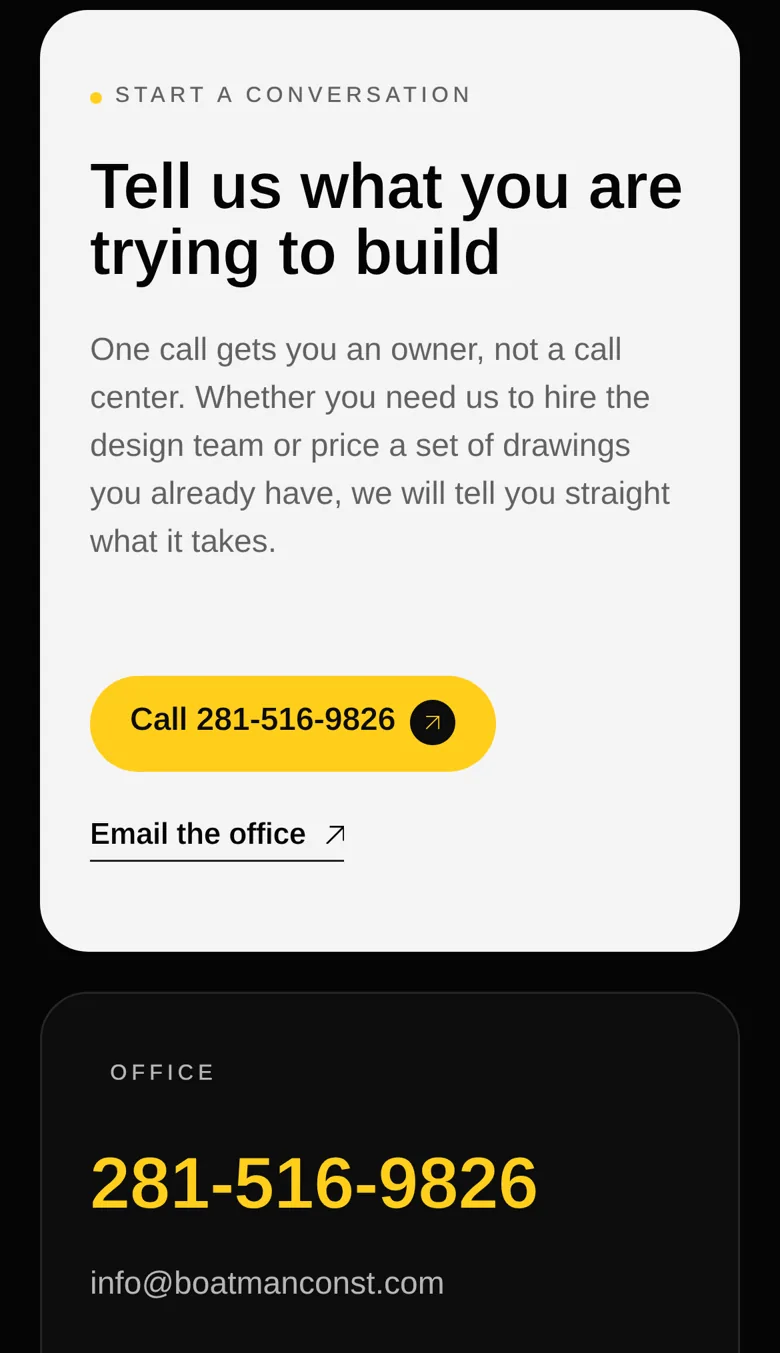 Contact page on phone