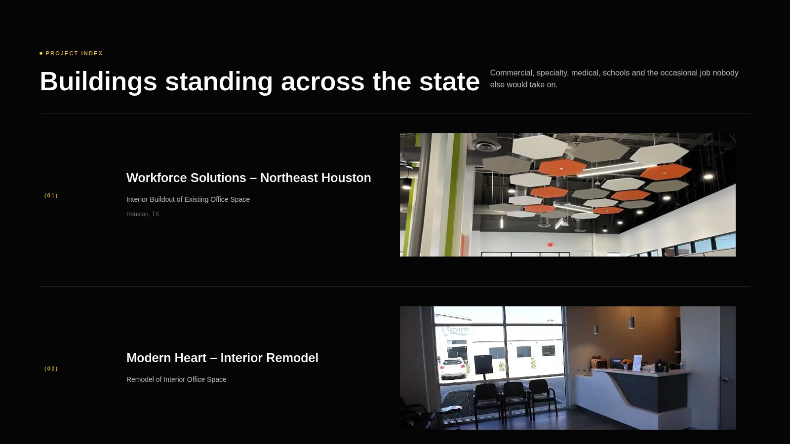 Buildings standing across the state project index