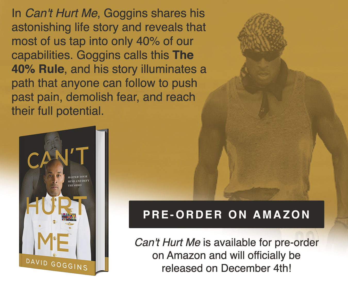 Can't Hurt Me — David Goggins book pre-order ad