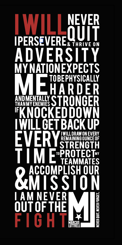 SEAL Creed typography poster — Marcus Luttrell branded graphic by Beefy Marketing
