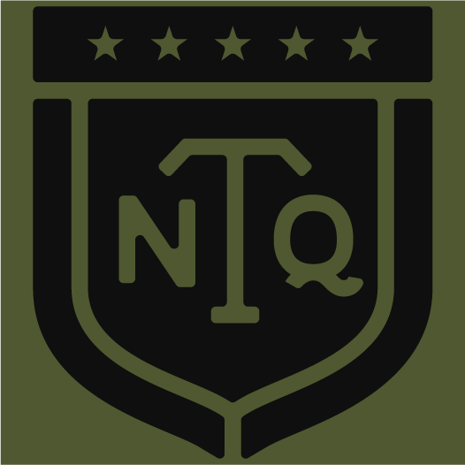 TNQ shield logo shirt — olive green — designed by Beefy Marketing