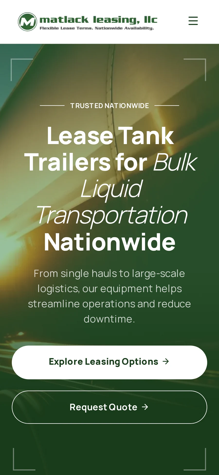 Redesigned Matlack Leasing homepage on mobile