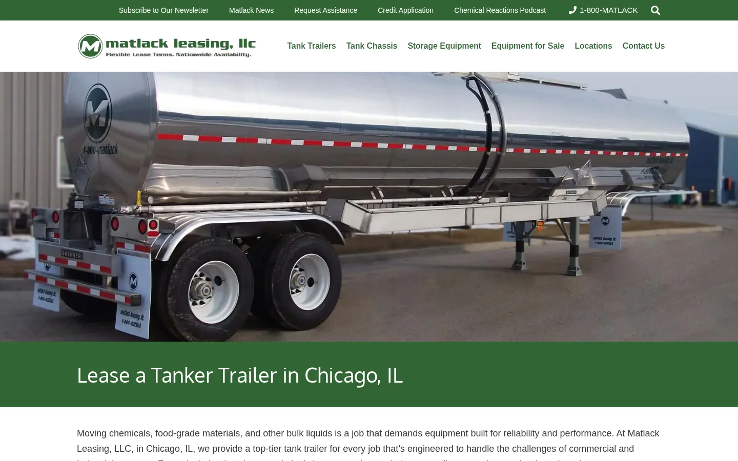 Old Matlack Leasing homepage on desktop